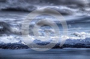 Kenai mountains with clouds