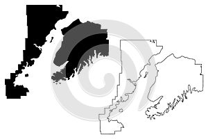 Kenai Peninsula Borough, Alaska Boroughs and census areas in Alaska, United States of America,USA, U.S., US map vector