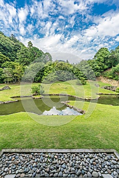 Kencho-ji Zen Garden and pond behind the Hojo Shin-ji Ike. Kamakura, Japan. photo