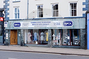 Kendal Cumbria UK April 6th 2020 rspca shop in the center of historical town Kendal