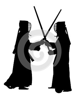 Kendo martial artists fighting