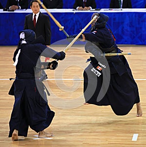 Kendo match in action