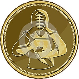 Kendo Swordsman Gold Medal Retro