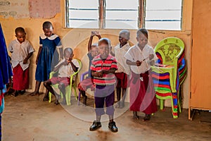 Kenia. African children from the Maasai village in school