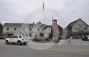 Kennebunkport, Maine, 30th June: Cooper Corner Square with Soldiers and Sailors Monument of Kennebunkport from Maine state of USA