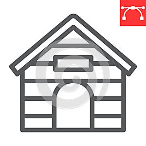 Kennel line icon, pet and home, wooden dog house vector icon, vector graphics, editable stroke outline sign, eps 10.