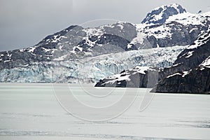 The Kennicott Glacier at the base of the Kennicott river in Alaska
