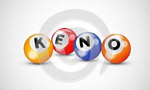 Keno lottery balls numbers for bingo lotto gamble vector poster