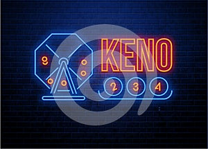 Keno neon glowing sign