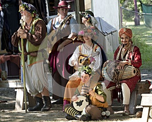 Musicians dressed in medieval costumes perform at the annual Bristol Renaissance Faire