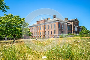 Facade view of kensington palace in london