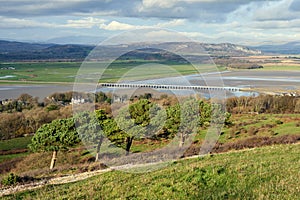 The Kent estuary and viaduct near Arnside, Cumbria.