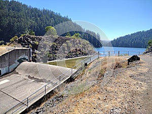 Kent lake dam and reservoir near Samuel Taylor Park California