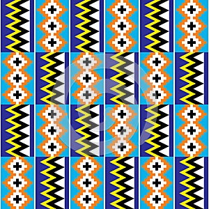 Kente African tribal vector design - traditional nwentoma textile or farbic print seamless pattern inspired by Ghana traditional c