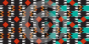 Kente cloth. African textile. Ethnic seamless patterns. Tribal geometric print