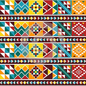 Kente Tribal african seamless vector pattern with geometric shapes, nwentoma textile style from Ghana