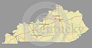 Kentucky accurate vector exact detailed State Map with Community