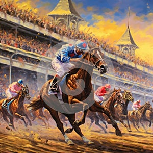 Kentucky Derby hosts horse races. (Generative AI