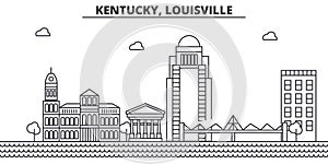 Kentucky, Louisville architecture line skyline illustration. Linear vector cityscape with famous landmarks, city sights