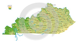 Kentucky physical map photo