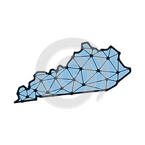 Kentucky\'s state map polygonal illustration made of lines and dots