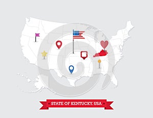 Kentucky State map highlighted on USA map