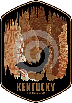 Kentucky vector label with bat in cave photo