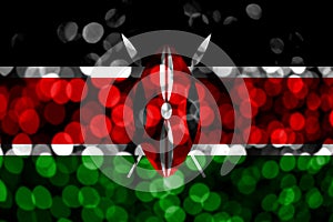 Kenya abstract blurry bokeh flag. Christmas, New Year and National day concept flag