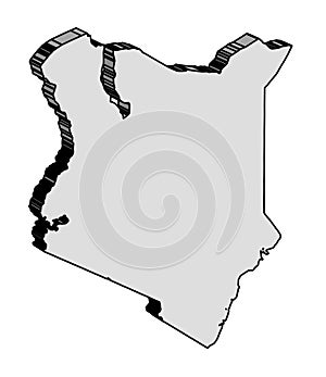 Kenya Country 3D Silhouette Map