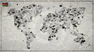 Kenya Eldoret Stamp World Map