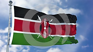 Kenya Flag in a Blue Sky