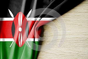 Kenya flag. Fabric pattern flag of Kenya. 3d illustration. with back space for text