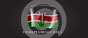 Kenya happy independence day greeting card, banner with template text vector illustration