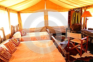 Kenya: A luxury safari tent for the accomodation of wildlife tourists photo