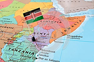Kenya map and flag pin