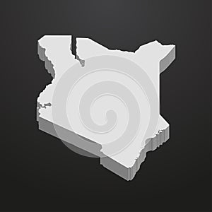 Kenya map in gray on a black background 3d