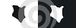Kenya map icon linear graphics set vector in black