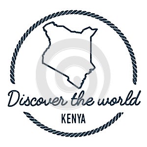 Kenya Map Outline. Vintage Discover the World.