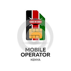 Kenya mobile operator. SIM card with flag. Vector illustration.