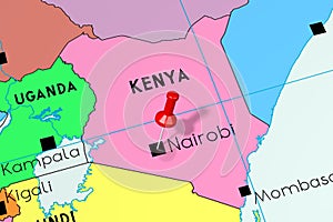 Kenya, Nairobi - capital city, pinned on political map