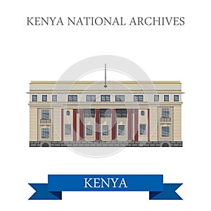 Kenya National Archives flat cartoon style vector