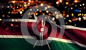 Kenya National Flag Light Night Bokeh Abstract Background