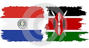 Kenya and Paraguay grunge flags connection vector