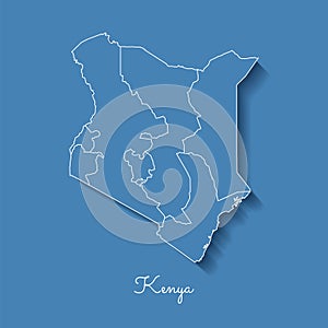 Kenya region map: blue with white outline and.