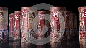 Kenya Shilling money banknotes rolls seamless loop