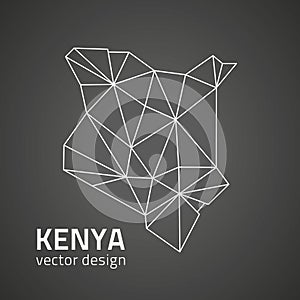 Kenya vector black outline polygonal triangle map