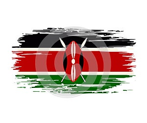 Kenyan flag brush grunge background. Vector illustration.