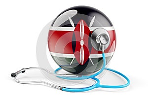 Kenyan flag with stethoscope. Health care in Kenya concept, 3D rendering