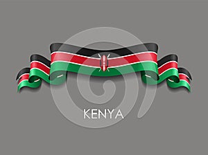 Kenyan flag wavy ribbon background. Vector illustration.