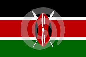 Kenyan national flag. Official flag of Kenya, accurate colors